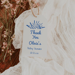 Étiquettes-cadeau Bleu Ici Vient Le Baby shower Fils Dessiné À La Ma