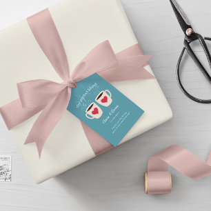 Étiquettes-cadeau Bleu Illustré Mugs de café parfait mélange