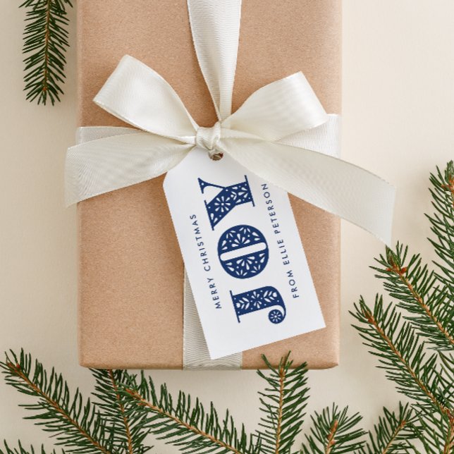 Étiquettes-cadeau Bleu Joie suédoise Dala Horse Gite Balise cadeau (blue JOY Swedish Dala horse inspired Scandinavian style gift tag)