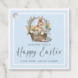 Étiquettes Cadeau Bleu Joyeux lapin de Pâques