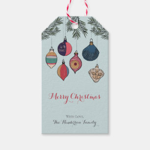 Étiquettes-cadeau Bleu Joyeux Noël Vintage Noël Ornements