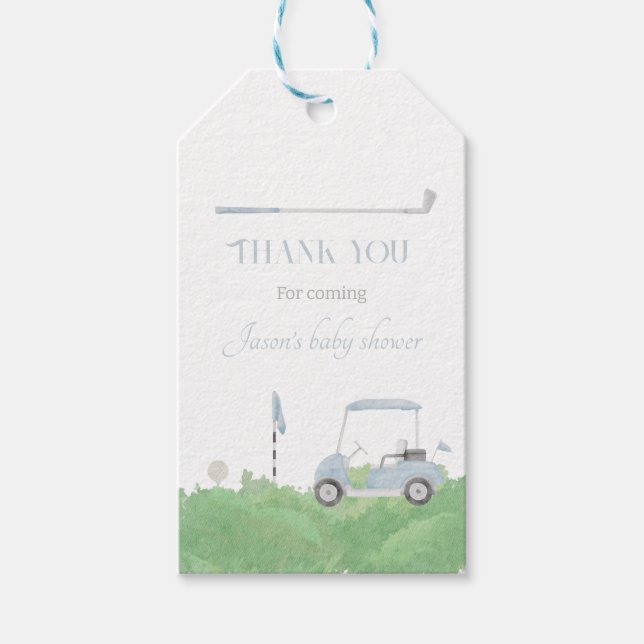 Étiquettes-cadeau Bleu laissez par tee Balise cadeau d'anniversaire  (Devant)