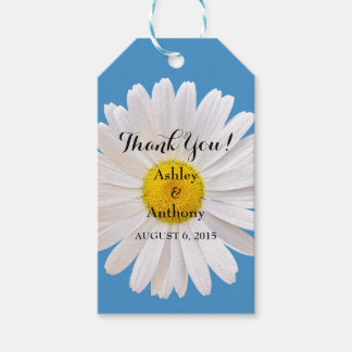 Étiquettes-cadeau Bleu marguerite Mariage blanc Merci Favoriser