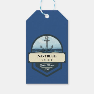 Étiquettes-cadeau Bleu Marine Ancre nautique club bateau marina