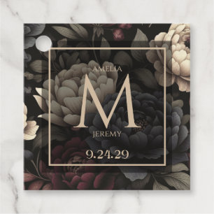Étiquettes Cadeau Bleu marine et floral moody burgundy