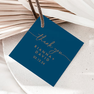 Étiquettes Cadeau Bleu Marine Gold Classic Wedding Favor Tags