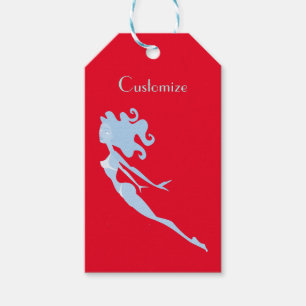 Étiquettes-cadeau Bleu Mermaid Swimmer Thunder_Cove