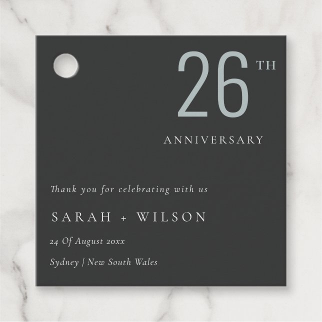 Étiquettes Cadeau Bleu noir gras minimal chaque année Anniversaire (Devant)