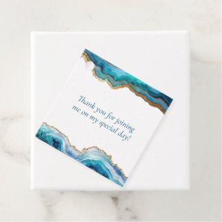 Étiquettes Cadeau Bleu Or Agate Bar ou Bat Mitzvah