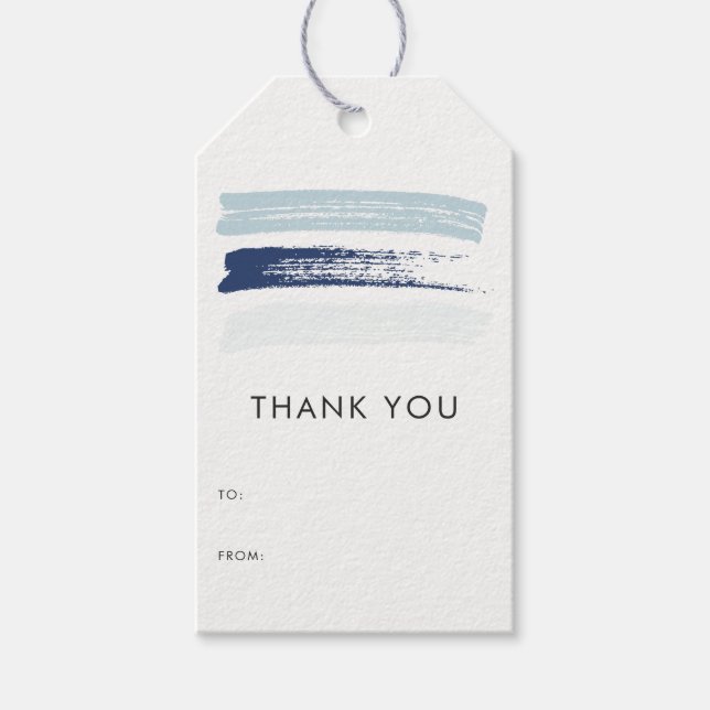 Étiquettes-cadeau Bleu Palette Brush Strots Merci moderne (Devant)