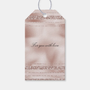 Étiquettes-cadeau Bleu Parties scintillant rose rayures