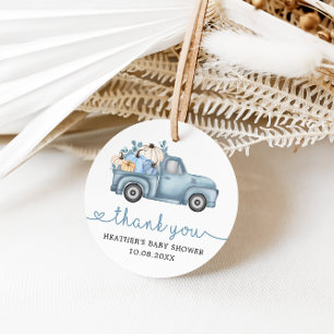Étiquettes Cadeau Bleu petit Citrouille Baby shower d'automne Favori