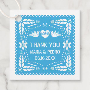 Étiquettes Cadeau Bleu picado inséparable fiesta mariage
