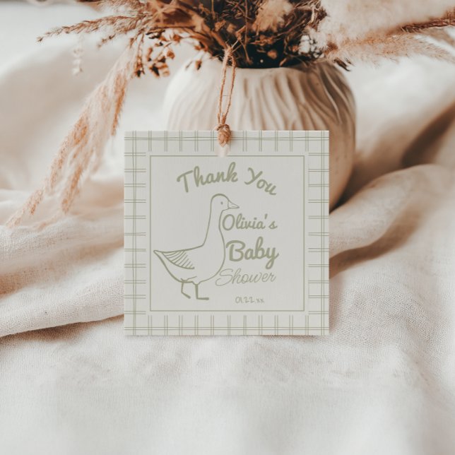 Étiquettes Cadeau Bleu Rétro Silly Goose Main Tirée Baby Boy Douche (Créateur téléchargé)