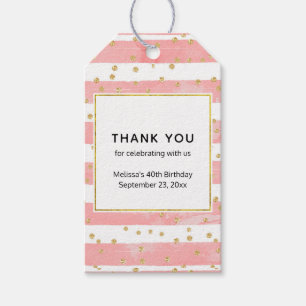 Étiquettes-cadeau Bleu rose   Faux Gold Confetti Anniversaire