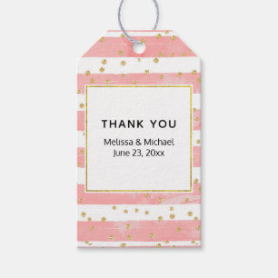 Étiquettes-cadeau Bleu rose Faux Gold Confetti Mariage