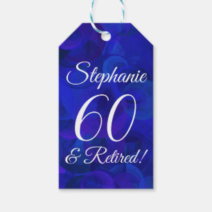 Étiquettes-cadeau Bleu Royal Élégant 60 et Retraite Retirée