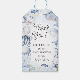 Étiquettes-cadeau Bleu sous la mer Créatures Baby shower garçons