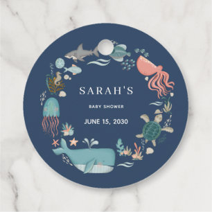 Étiquettes Cadeau Bleu sous la mer Merci Baby shower Favor balise