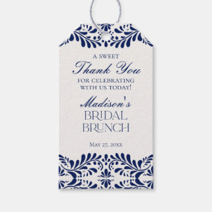 Étiquettes-cadeau Bleu Talavera Carrelage Fiesta Bridal Brunch Favor