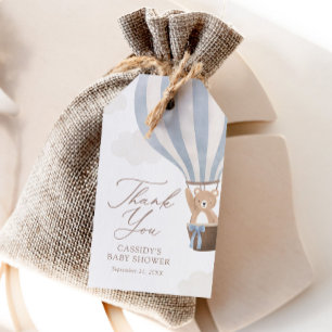 Étiquettes-cadeau Bleu Teddy Bear Baby shower à air chaud