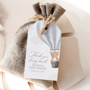 Étiquettes-cadeau Bleu Teddy Bear Baby shower à air chaud