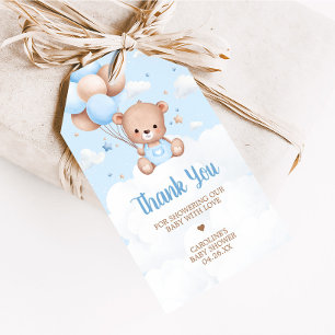 Étiquettes-cadeau Bleu Teddy Bear Nuages Baby shower Favoriser Tags