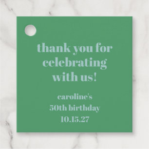 Étiquettes Cadeau Bleu Vert Moderne Personnalisé 50e Anniversaire Me