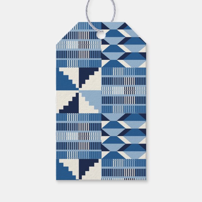 Étiquettes-cadeau Bloc Kente - Indigo doux (Devant)