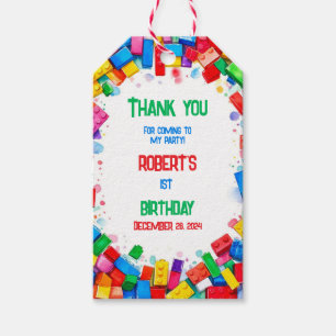 Étiquettes-cadeau Blocs de construction Anniversaire Balises cadeaux