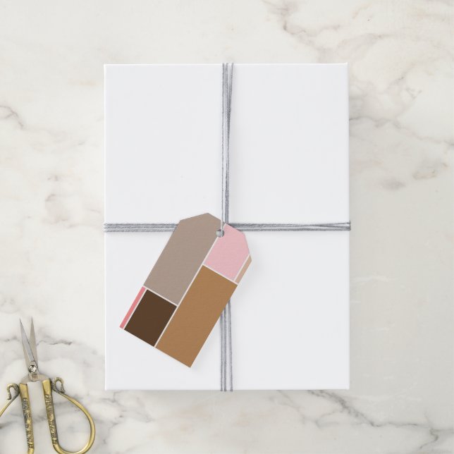 Étiquettes-cadeau Blocs de couleurs de coquillage (Avec de la ficelle)