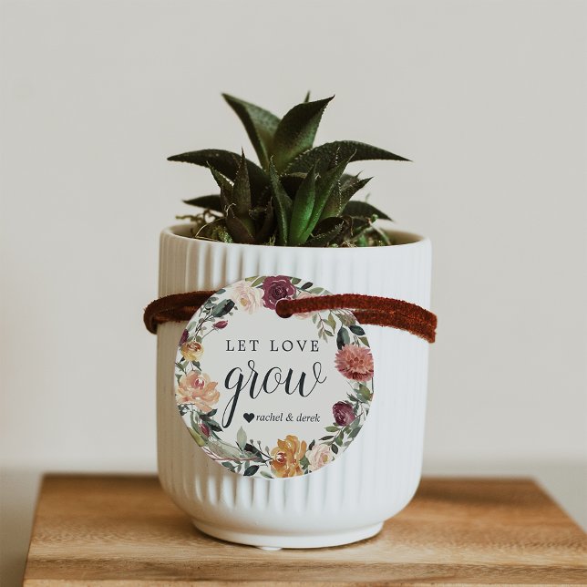 Étiquettes Cadeau Bloom rustique | "Laisser l'amour grandir" Plante  (Créateur téléchargé)