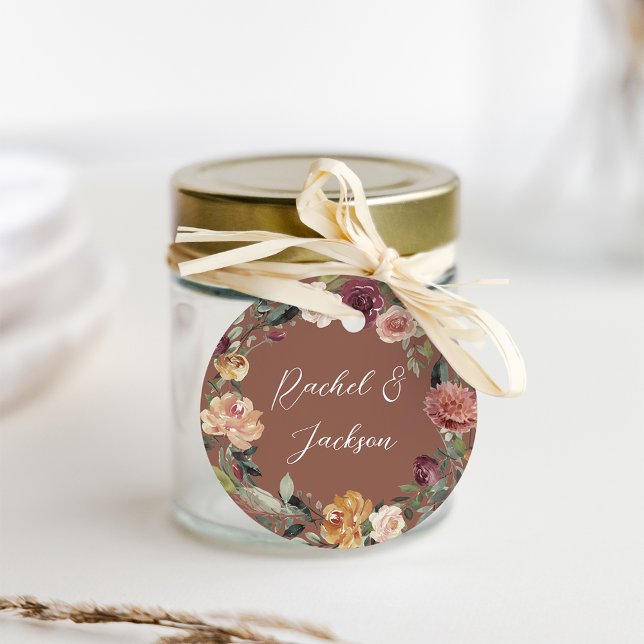 Étiquettes Cadeau Bloom rustique | Mariage de couronne d'aquarelle (Créateur téléchargé)