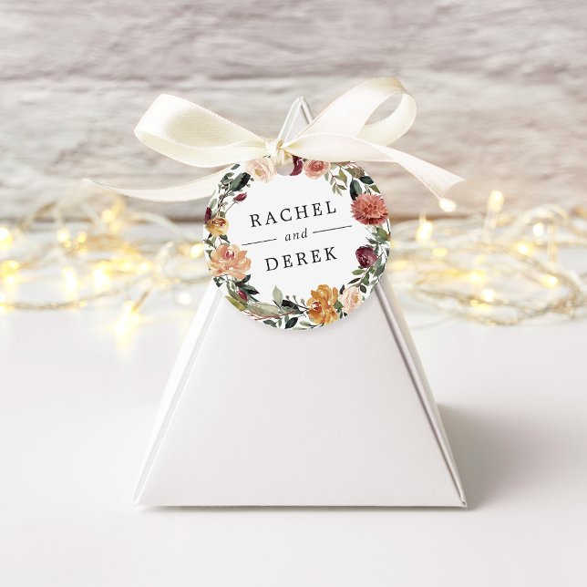 Étiquettes Cadeau Bloom rustique | Mariage de couronne d'aquarelle (Créateur téléchargé)