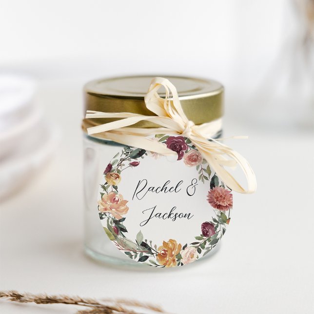 Étiquettes Cadeau Bloom rustique | Mariage de couronne d'aquarelle (Créateur téléchargé)