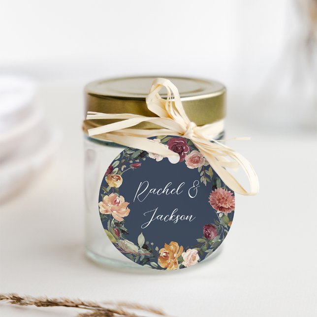 Étiquettes Cadeau Bloom rustique | Mariage de couronne d'aquarelle (Créateur téléchargé)