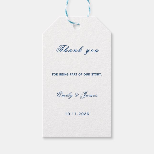 Étiquettes-cadeau Blue and White Wedding (Devant)