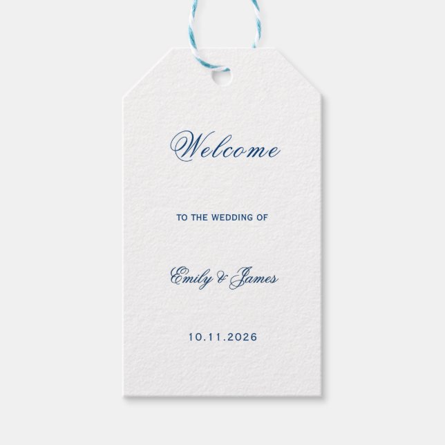 Étiquettes-cadeau Blue and White Wedding (Devant)
