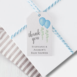 Étiquettes-cadeau Blue Balloons Twin Boys Baby shower Merci