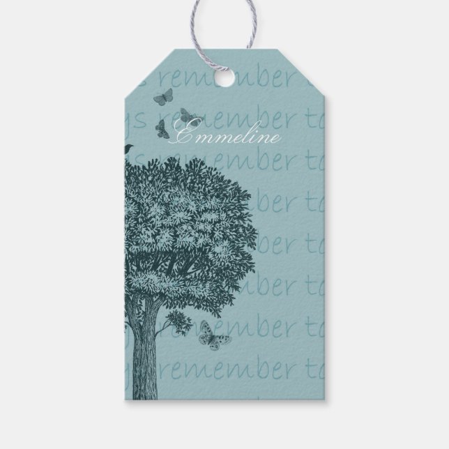 Étiquettes-cadeau Blue Birds Papillons Dream Tree (Devant)
