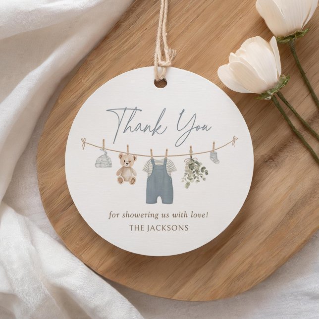 Étiquettes Cadeau Blue Boho Boy Baby Clothes Baby Shower (Créateur téléchargé)