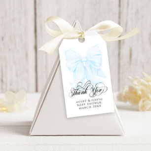 Étiquettes-cadeau Blue Bow Moderne Baby shower garçon élégant