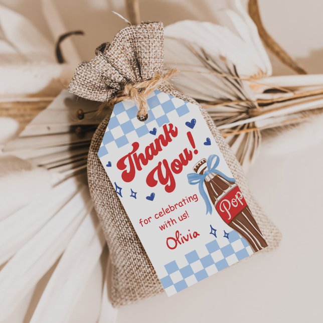 Étiquettes-cadeau Blue Bow She's Ready to Pop Baby Shower (Créateur téléchargé)