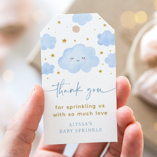 Étiquettes-cadeau Blue Boy Cloud Stars Baby Sprinkle