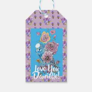 Étiquettes-cadeau Blue Budgie Watercolor floral Ladies Gift Tag