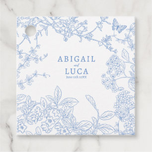 Étiquettes Cadeau Blue Chinoiserie Toile de Jouy Mariage Date de sau