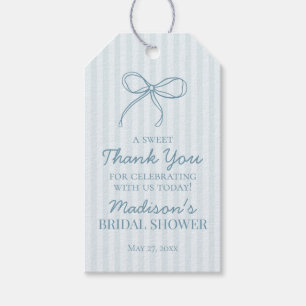 Étiquettes-cadeau Blue Coquette Bow Pastel Fête des mariées Favorise