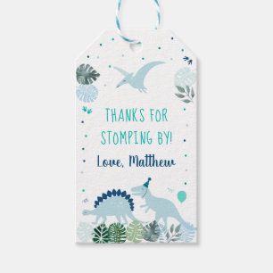 Étiquettes-cadeau Blue Dinosaur Merci D'Avoir Étonné À Anniversai