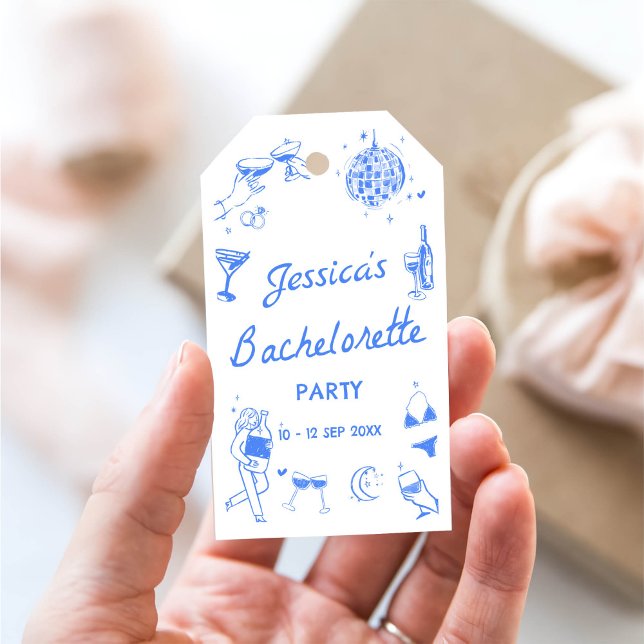 Étiquettes-cadeau Blue Disco Cocktail Bachelorette Party (Créateur téléchargé)