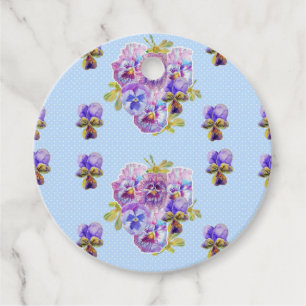 Étiquettes Cadeau Blue Dot Pansy Fleur Shabby Chic Retro Floral
